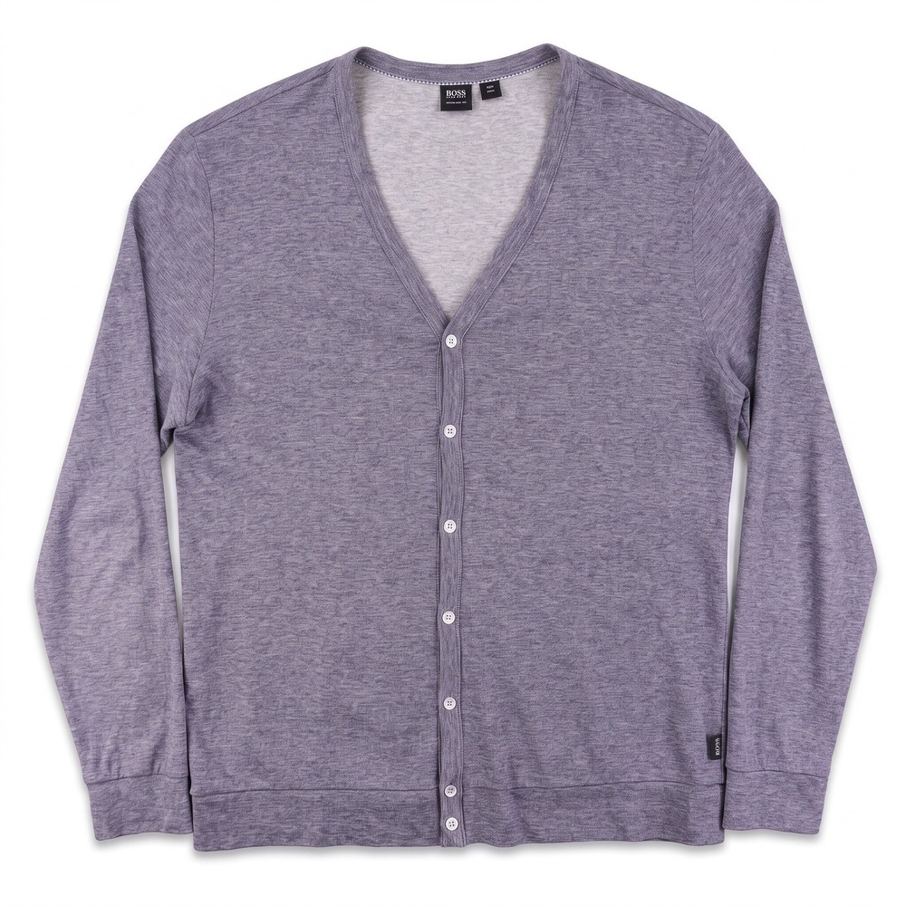 Hugo Boss Cardigan Mens XL Blue Regular Fit Button Front Mantua 13 Cotton Blend